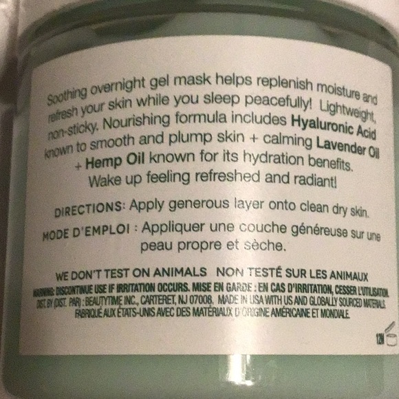 Earth to Skin Hemp Lavender Calm Overnight Calming Gel Mask - Picture 3 of 4